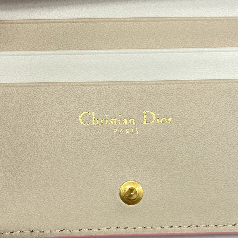 【6hc2063】クリスチャンディオール 財布 カナージュ レザー ピンク ゴールド金具【中古】レディース