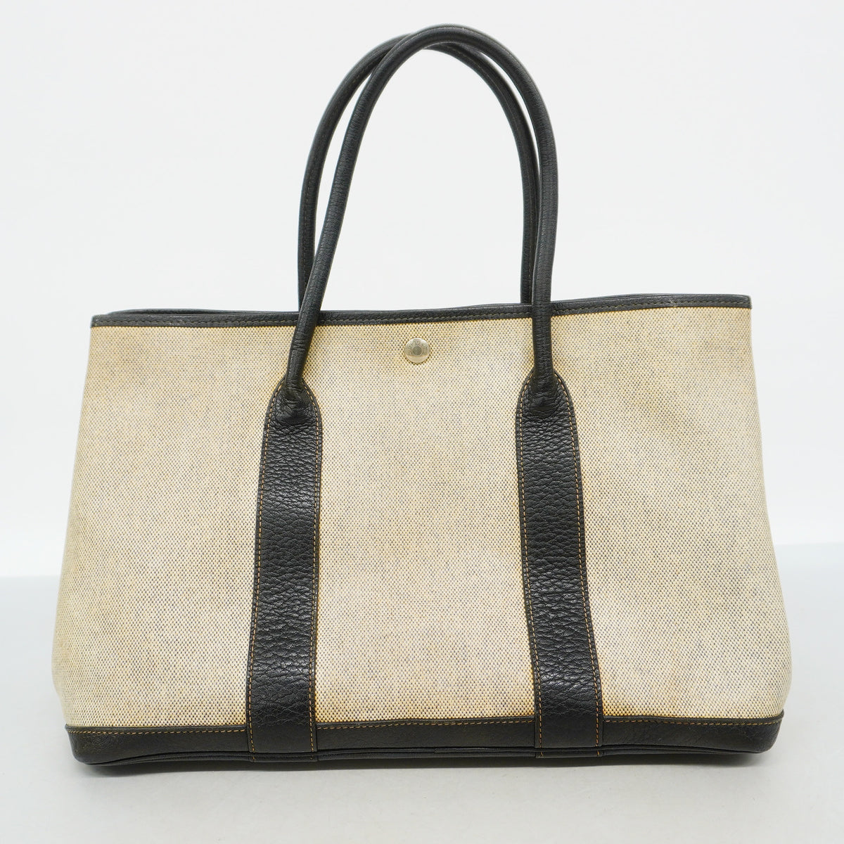 【6hc2093】エルメス トートバッグ ガーデンパーティPM トワルアッシュ ブラック シルバー金具 □M刻印【中古】レディース