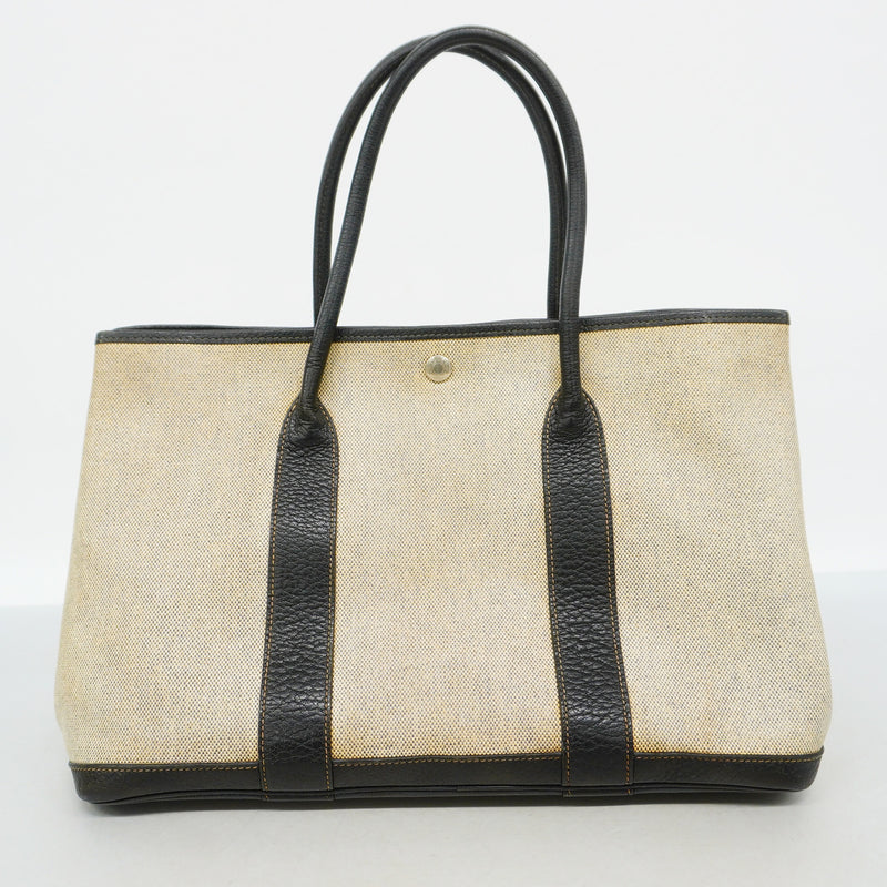 【6hc2093】エルメス トートバッグ ガーデンパーティPM トワルアッシュ ブラック シルバー金具 □M刻印【中古】レディース