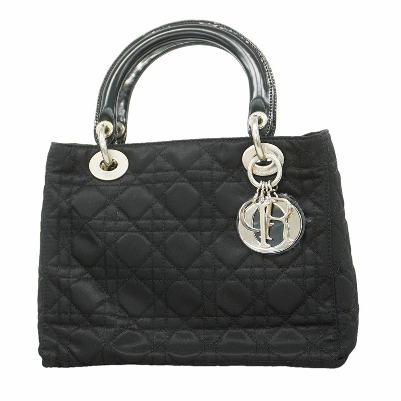 【6hc2094】クリスチャンディオール ハンドバッグ レディディオール ナイロン ブラック シルバー金具【中古】レディース
