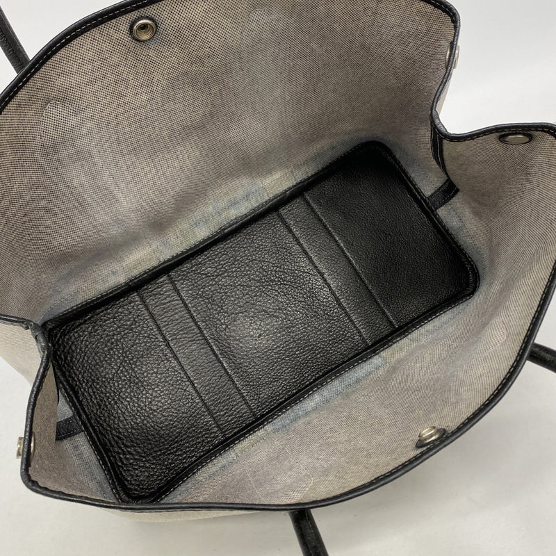 【6hc2101】エルメス トートバッグ ガーデンパーティPM トワルアッシュ ブラック シルバー金具 □F刻印【中古】レディース