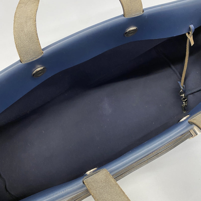 【6hc2102】エルメス トートバッグ エールバッグカバス トワルアッシュ ネイビー シルバー金具 □F刻印【中古】レディース
