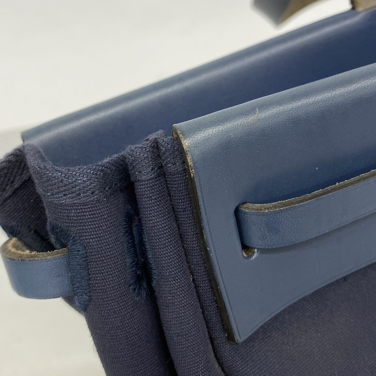 【6hc2102】エルメス トートバッグ エールバッグカバス トワルアッシュ ネイビー シルバー金具 □F刻印【中古】レディース