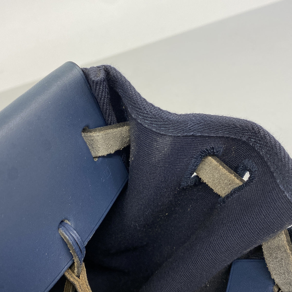 【6hc2102】エルメス トートバッグ エールバッグカバス トワルアッシュ ネイビー シルバー金具 □F刻印【中古】レディース