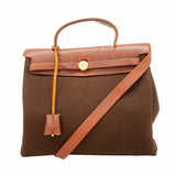 【6hc2106】エルメス ハンドバッグ エールバッグPM トワルオフィシエ ブラウン ゴールド金具 □F刻印 2wayバック【中古】レディース