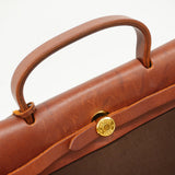 【6hc2106】エルメス ハンドバッグ エールバッグPM トワルオフィシエ ブラウン ゴールド金具 □F刻印 2wayバック【中古】レディース