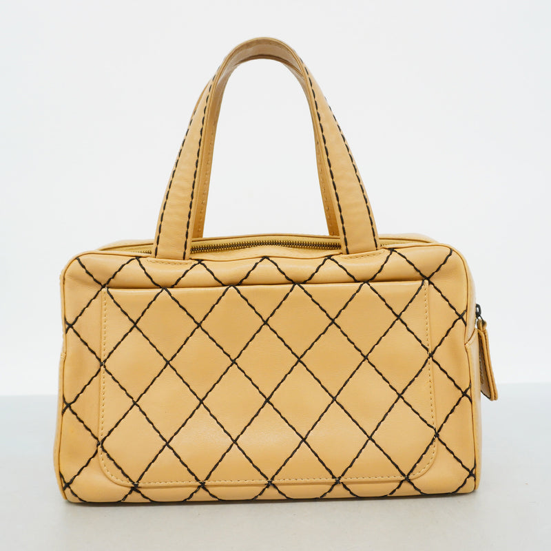 【6hc2116】シャネル トートバッグ ワイルドステッチ レザー ブラウン ゴールド金具【中古】レディース