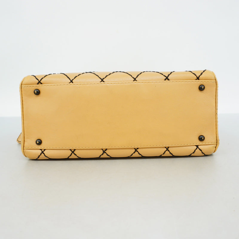 【6hc2116】シャネル トートバッグ ワイルドステッチ レザー ブラウン ゴールド金具【中古】レディース