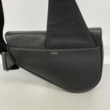【6hc2125】クリスチャンディオール ボディバッグ サドルバッグ レザー ブラック シルバー金具【中古】メンズ