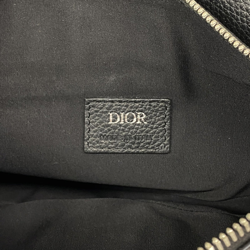 【6hc2125】クリスチャンディオール ボディバッグ サドルバッグ レザー ブラック シルバー金具【中古】メンズ