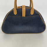 【6hc2146】クリスチャンディオール ハンドバッグ ダブルサドル デニム ネイビー ゴールド金具【中古】レディース