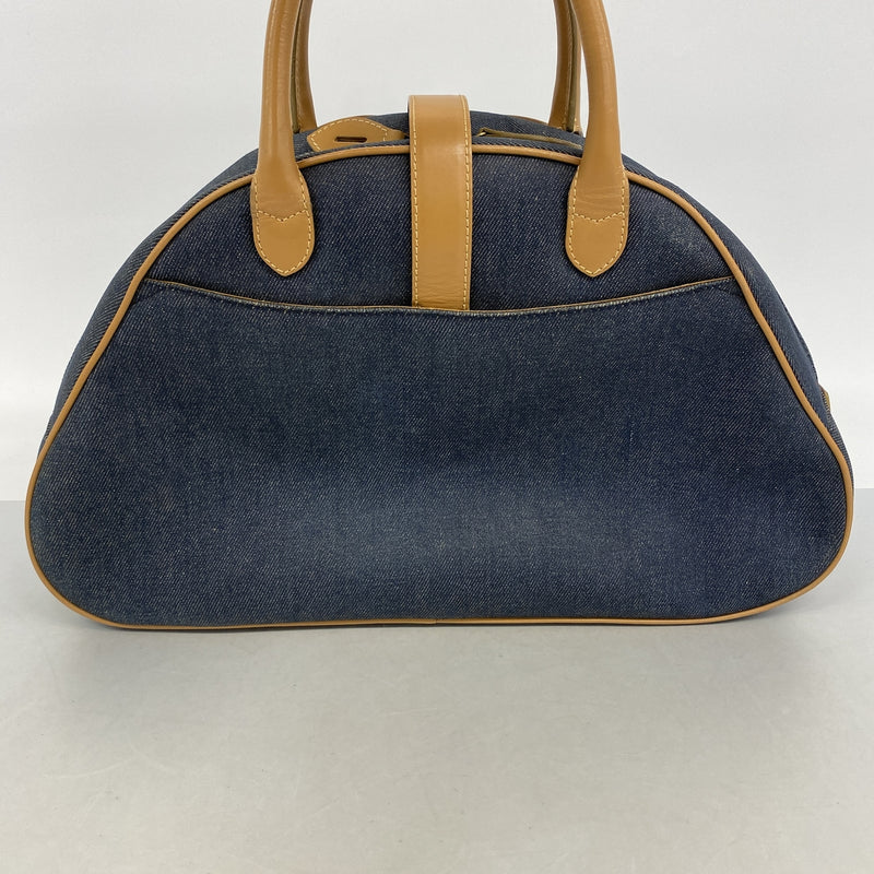 【6hc2146】クリスチャンディオール ハンドバッグ ダブルサドル デニム ネイビー ゴールド金具【中古】レディース