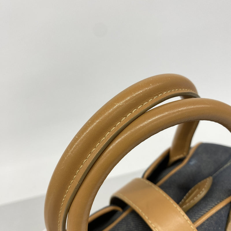 【6hc2146】クリスチャンディオール ハンドバッグ ダブルサドル デニム ネイビー ゴールド金具【中古】レディース