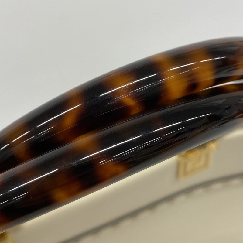 【6hc2147】フェンディ トートバッグ サンシャインショッパー レザー ホワイト ライトブラウン ゴールド金具【中古】レディース