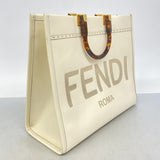 【6hc2147】フェンディ トートバッグ サンシャインショッパー レザー ホワイト ライトブラウン ゴールド金具【中古】レディース