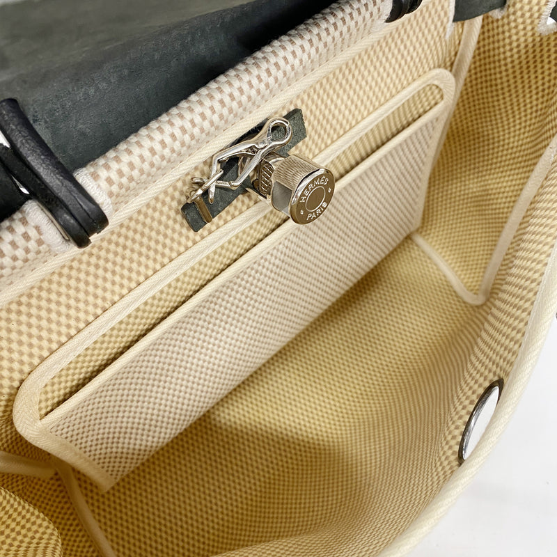 【6hc2165】エルメス ハンドバッグ エールバッグPM トワルGM ブラック シルバー金具 □G刻印【中古】レディース