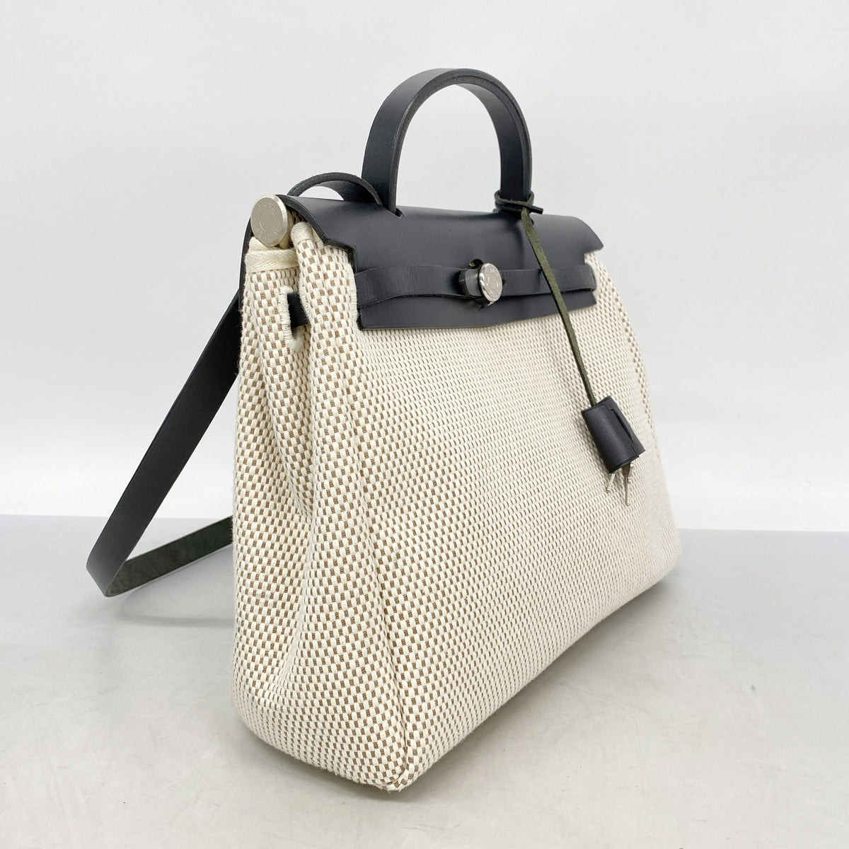 【6hc2165】エルメス ハンドバッグ エールバッグPM トワルGM ブラック シルバー金具 □G刻印【中古】レディース