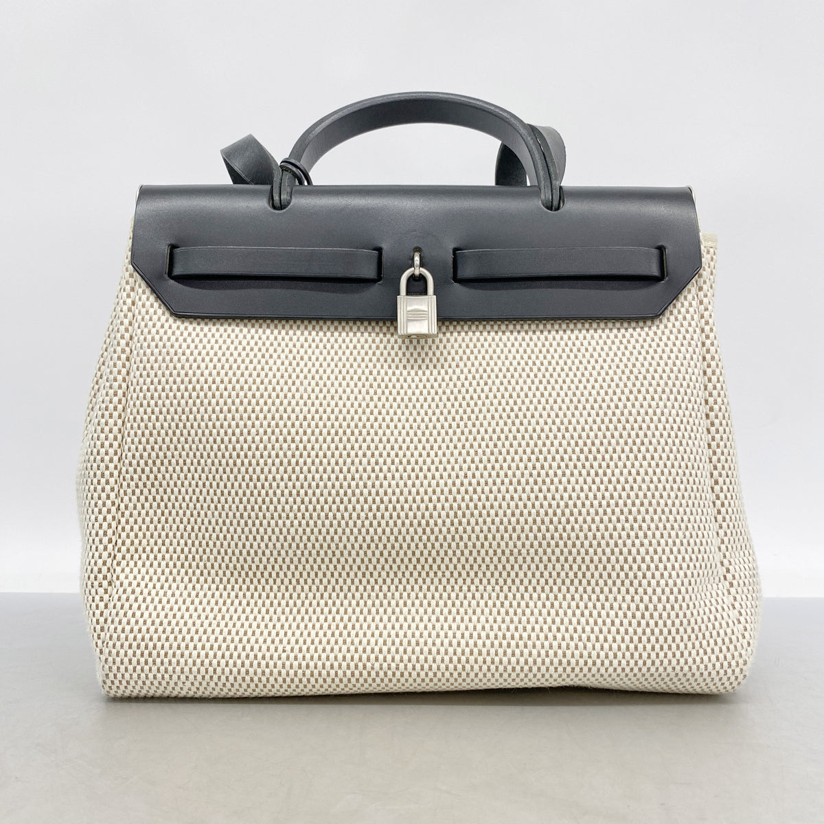 【6hc2165】エルメス ハンドバッグ エールバッグPM トワルGM ブラック シルバー金具 □G刻印【中古】レディース