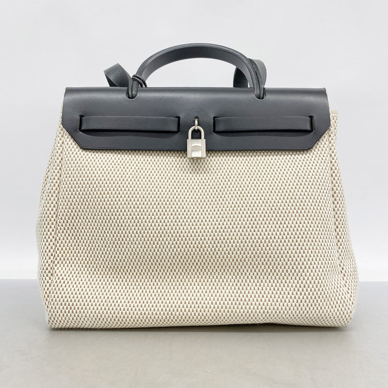 【6hc2165】エルメス ハンドバッグ エールバッグPM トワルGM ブラック シルバー金具 □G刻印【中古】レディース