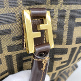 【6hc2167】フェンディ トートバッグ ズッカ ナイロンキャンバス ブラウン ゴールド金具【中古】レディース