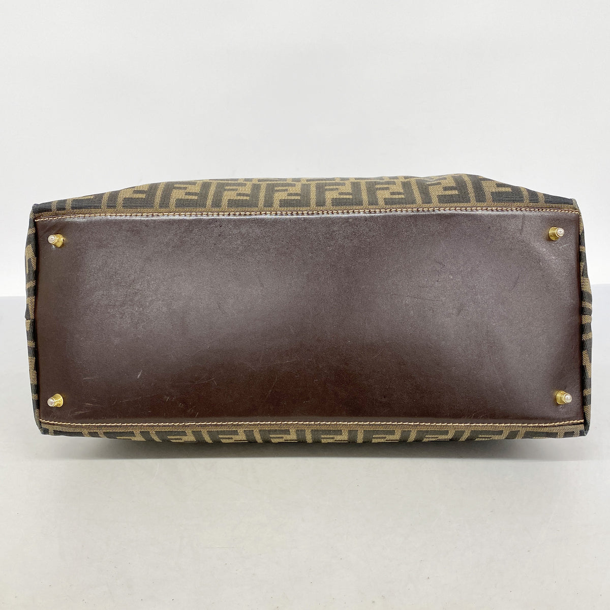 【6hc2167】フェンディ トートバッグ ズッカ ナイロンキャンバス ブラウン ゴールド金具【中古】レディース