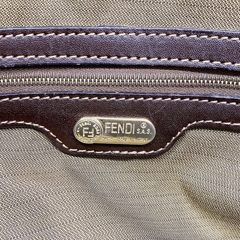 【6hc2167】フェンディ トートバッグ ズッカ ナイロンキャンバス ブラウン ゴールド金具【中古】レディース