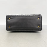 【6hc2168】クリスチャンディオール ハンドバッグ カナージュ レディディオール レザー ブラック ゴールド金具 2wayバック【中古】レディース