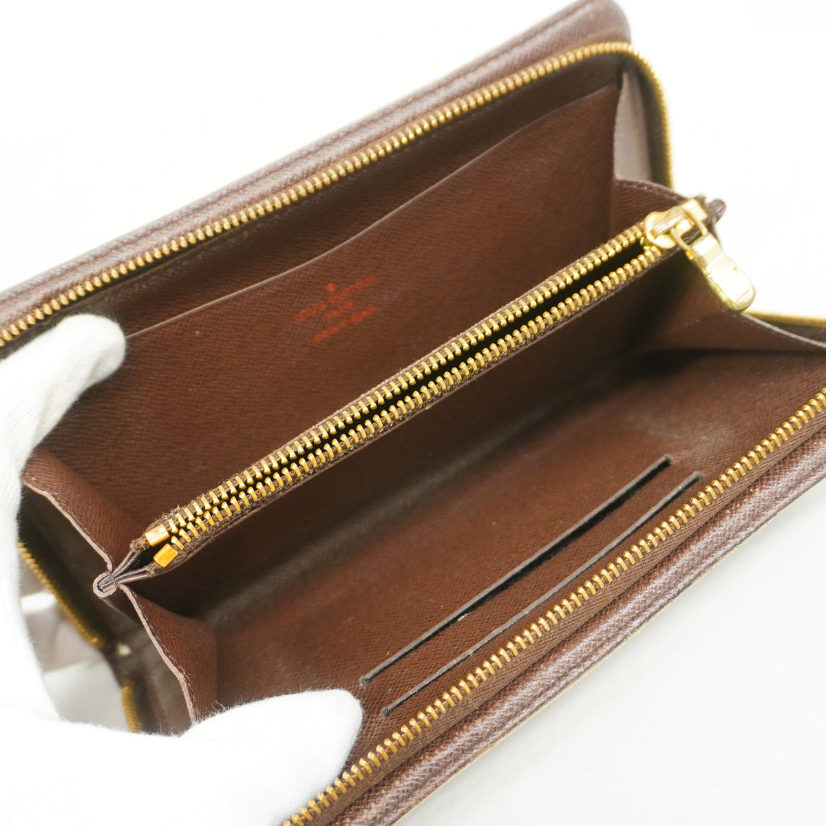【6hc2181】ルイヴィトン 長財布 ダミエ ポルトモネジップ N61728 エベヌ【中古】レディース