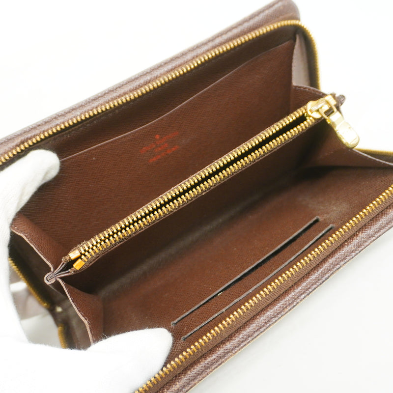 【6hc2181】ルイヴィトン 長財布 ダミエ ポルトモネジップ N61728 エベヌ【中古】レディース