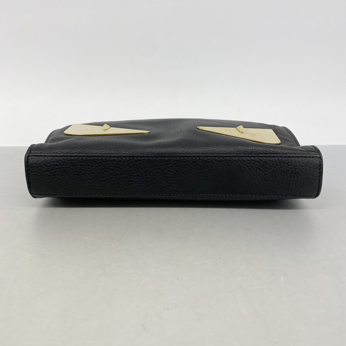 【6hc2193】フェンディ クラッチバッグ モンスター レザー ブラック ゴールド金具【中古】メンズ