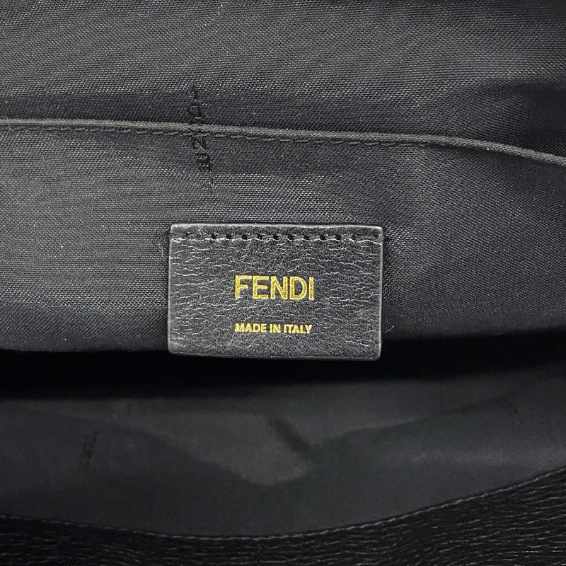 【6hc2193】フェンディ クラッチバッグ モンスター レザー ブラック ゴールド金具【中古】メンズ