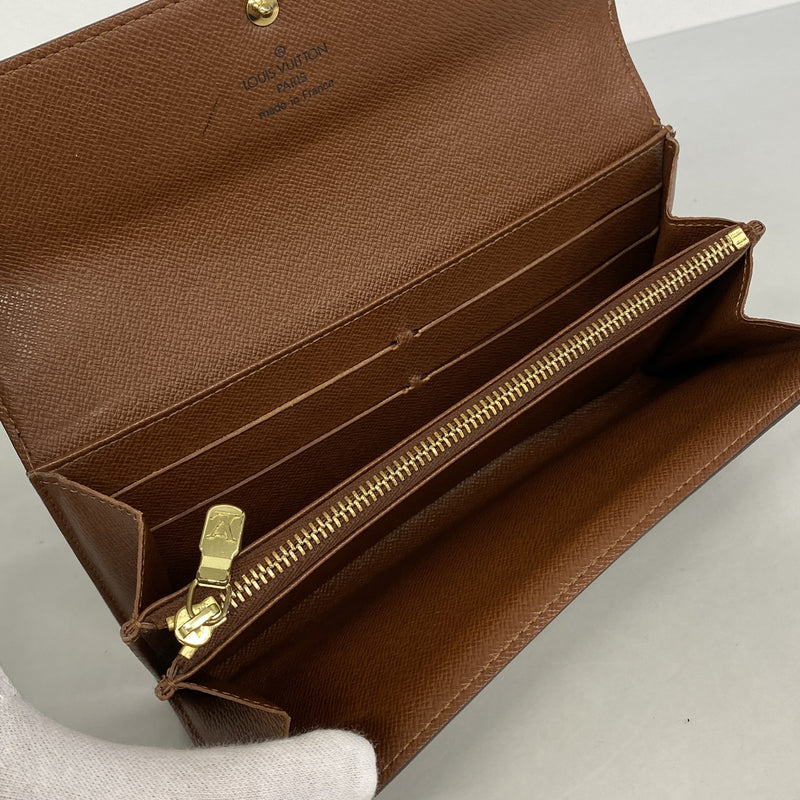 【6hc2211】ルイヴィトン 長財布 モノグラム ポシェットポルトモネクレディ M61726 ブラウン【中古】レディース
