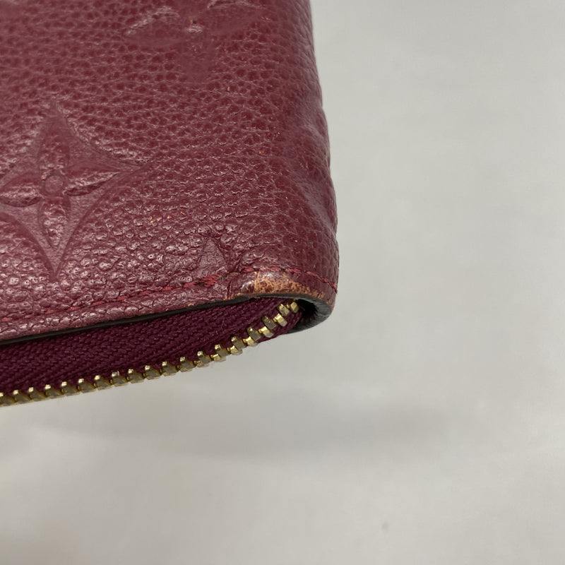 【6hc2238-k】ルイヴィトン 長財布 モノグラム・アンプラント ポルトフォイユクレマンス M61701 レザン【中古】レディース