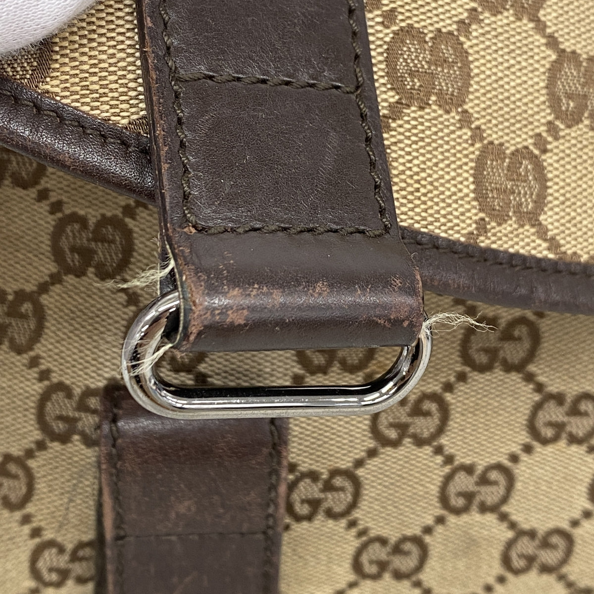 【6hc2255-k】グッチ ショルダーバッグ GGキャンバス 145859 キャンバス ブラウン シルバー金具【中古】レディース