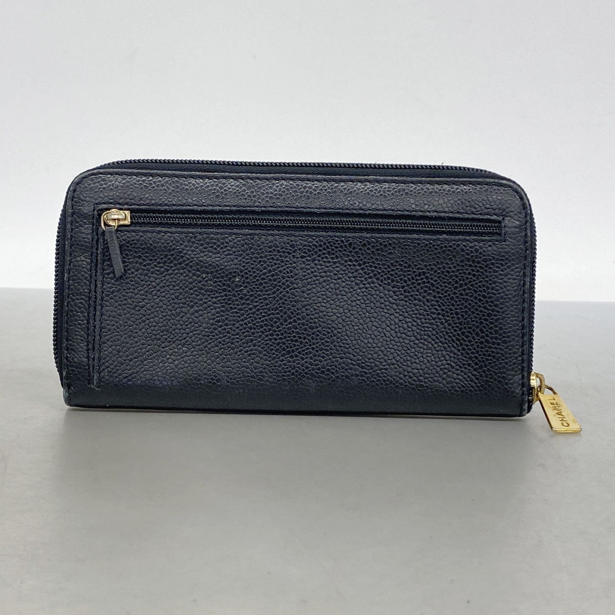 【6hc2258-k】シャネル 長財布 キャビアスキン ブラック ゴールド金具【中古】レディース