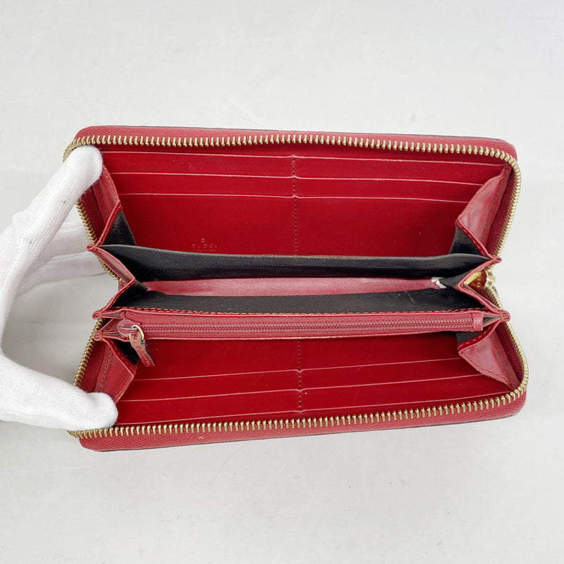 【6hc2313-k】グッチ 長財布 グッチシマ 410102 レザー レッド ゴールド金具【中古】レディース