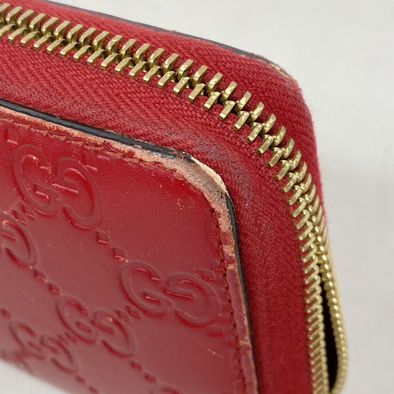 【6hc2313-k】グッチ 長財布 グッチシマ 410102 レザー レッド ゴールド金具【中古】レディース