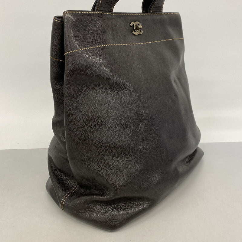 【6hc2390-k】シャネル トートバッグ キャビアスキン ブラウン シルバー金具【中古】レディース