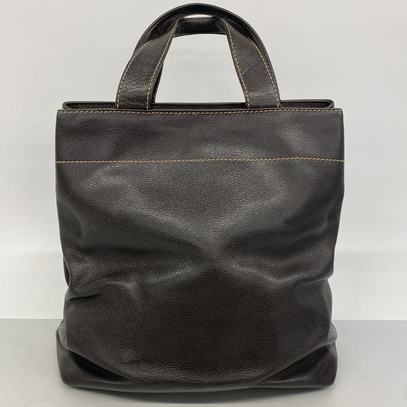 【6hc2390-k】シャネル トートバッグ キャビアスキン ブラウン シルバー金具【中古】レディース