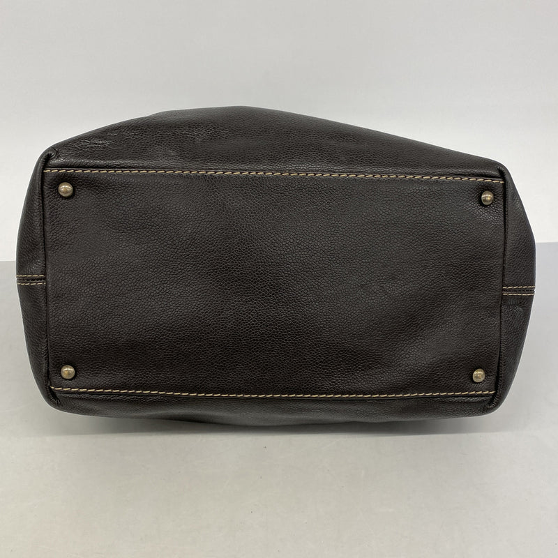 【6hc2390-k】シャネル トートバッグ キャビアスキン ブラウン シルバー金具【中古】レディース