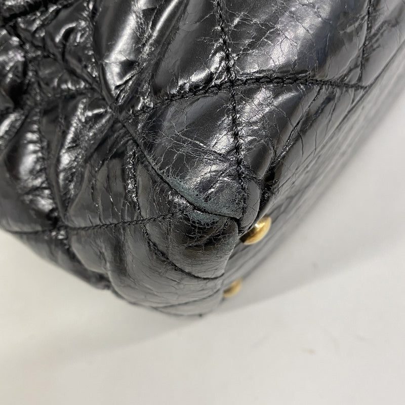 【6hc2391-k】シャネル トートバッグ 2.55/マトラッセ チェーンショルダー ヴィンテージカーフ ブラック ゴールド/シルバー金具 2wayバッグ【中古】レディース