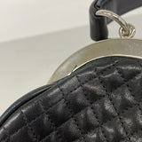 【6hc2392-k】シャネル ハンドバッグ マトラッセ がま口 ラムスキン ブラック シルバー金具【中古】レディース