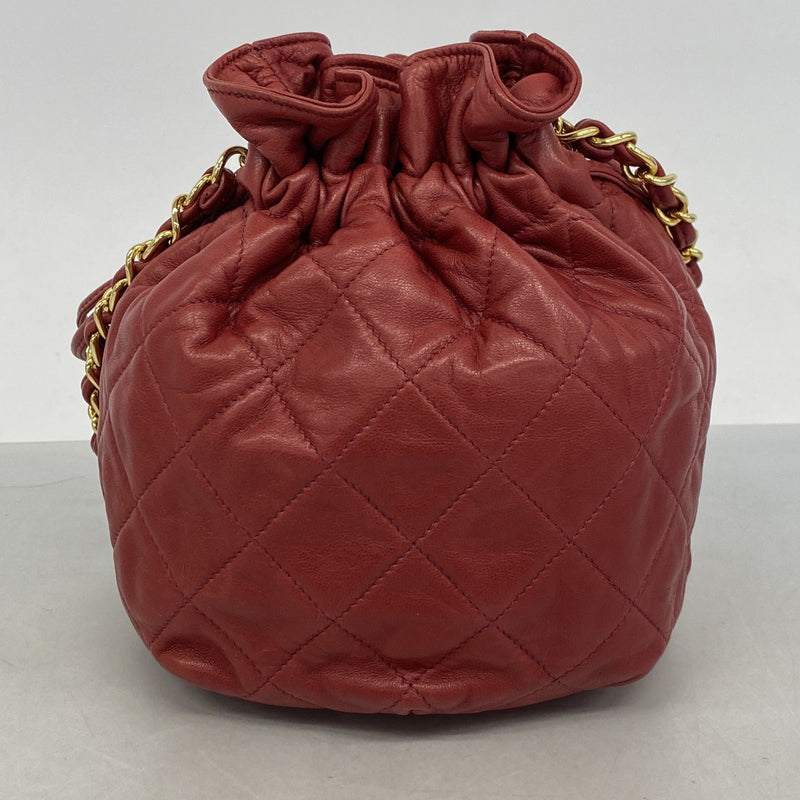 【6hc2393-k】シャネル ショルダーバッグ マトラッセ チェーンショルダー ラムスキン レッド ゴールド金具【中古】レディース