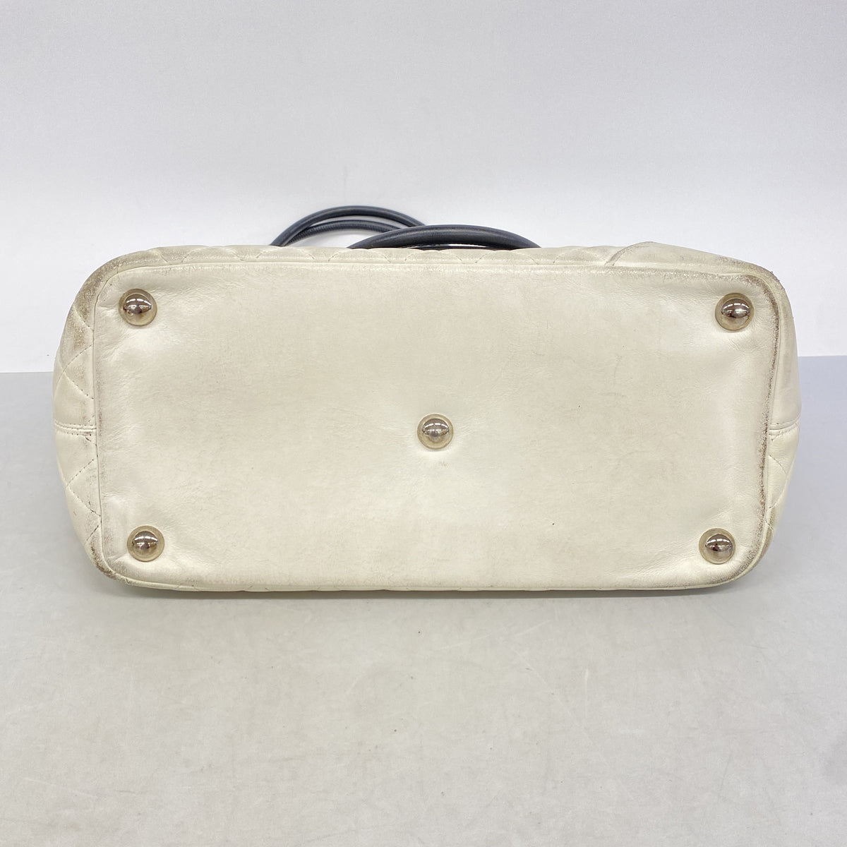 【6hc2394-k】シャネル トートバッグ カンボン ラムスキン パイソン ホワイト シルバー金具【中古】レディース