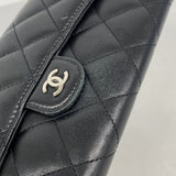【6hc2429-k】シャネル 長財布 マトラッセ ラムスキン ブラック シルバー金具【中古】レディース