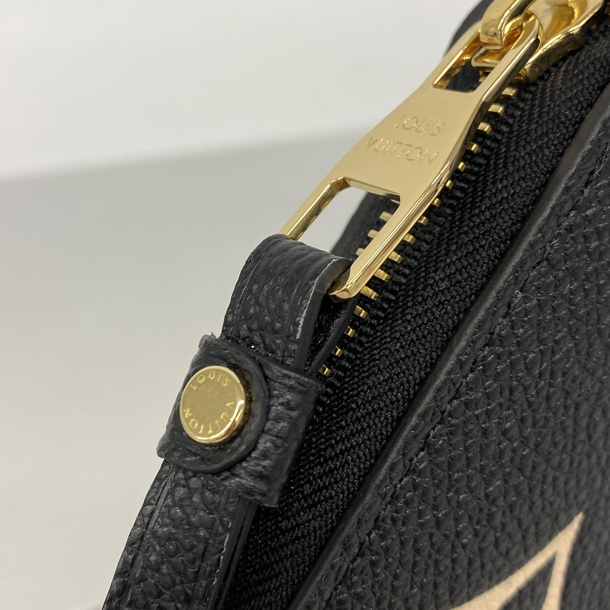 【6hc2436-k】ルイヴィトン 長財布 モノグラム・アンプラント バイカラー ジッピーウォレット M28794 ブラック ベージュ【中古】レディース