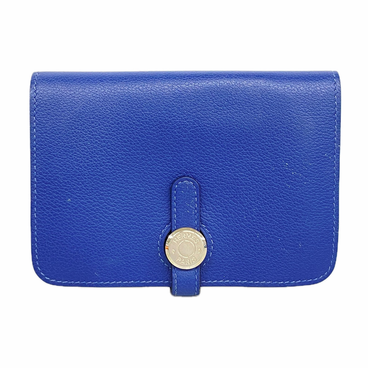 【6hc2453】エルメス コインケース ドゴンコンパクト エバーカラー ブルーブライトン シルバー金具 C刻印【中古】メンズ レディース ユニセックス