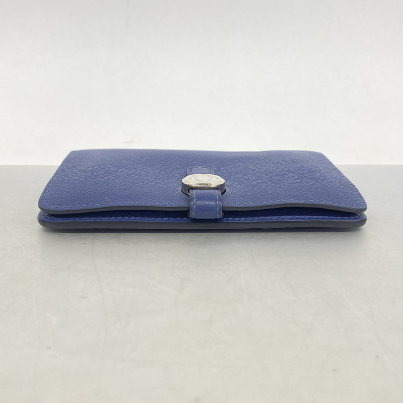 【6hc2453】エルメス コインケース ドゴンコンパクト エバーカラー ブルーブライトン シルバー金具 C刻印【中古】メンズ レディース ユニセックス