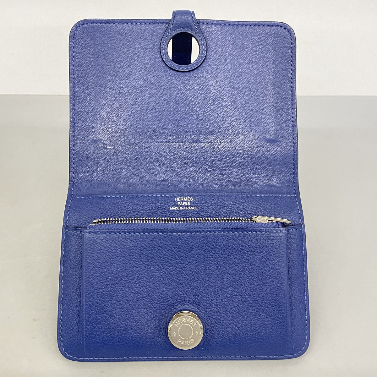 【6hc2453】エルメス コインケース ドゴンコンパクト エバーカラー ブルーブライトン シルバー金具 C刻印【中古】メンズ レディース ユニセックス