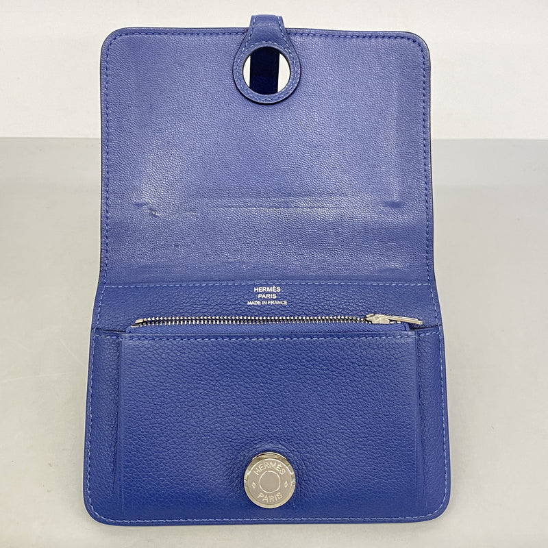 【6hc2453】エルメス コインケース ドゴンコンパクト エバーカラー ブルーブライトン シルバー金具 C刻印【中古】メンズ レディース ユニセックス